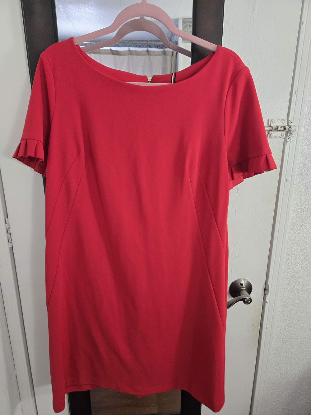 Tommy Hilfiger Red Short-ruffle Sleeve Shift Dress Size 14